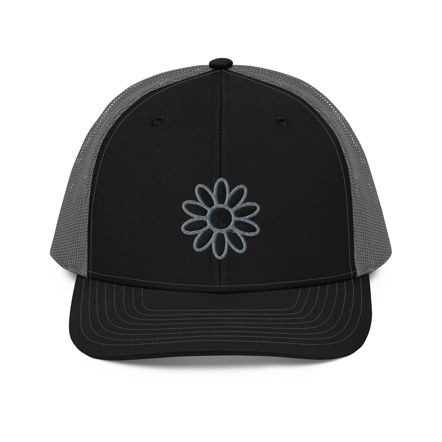 Blacked out embroidered Daisy trucker hat (Elkford only)