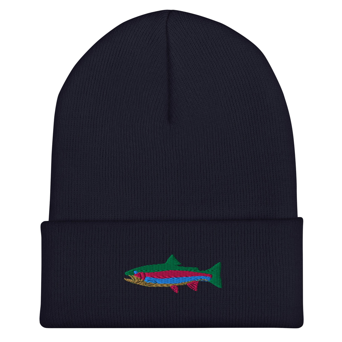 Embroidered rainbow trout cuffed toque (Elkford only)
