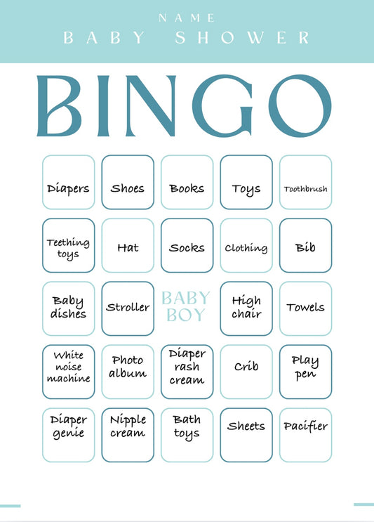 Baby Shower Bingo Digital Download