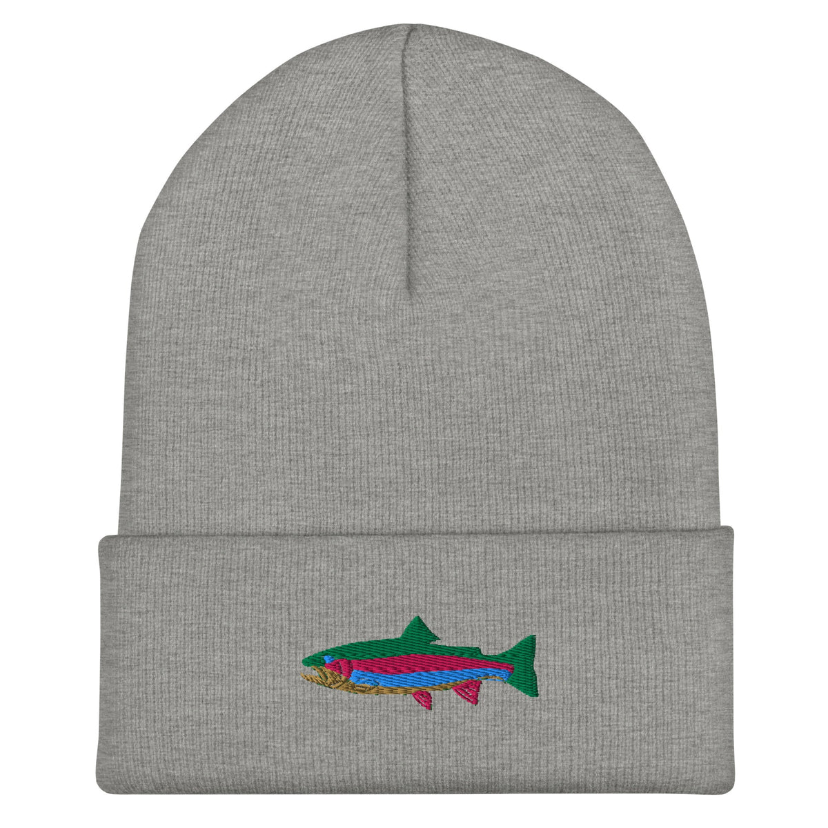 Embroidered rainbow trout cuffed toque (Elkford only)