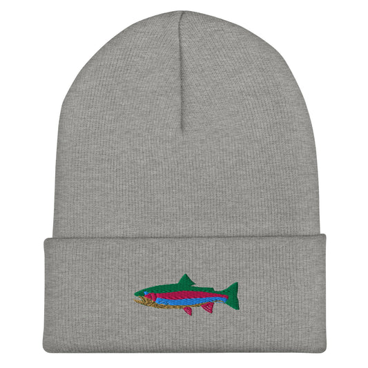 Embroidered rainbow trout cuffed toque (Elkford only)